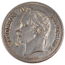 FRANCE, Napoléon III, 2 Francs, 1866, Strasbourg, KM #807.2, AU(50-53), Silver,