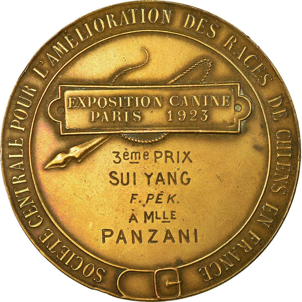France, Medal, Exposition Canine de Paris, Sui Yang, 1923, Rivet, AU(50-53)