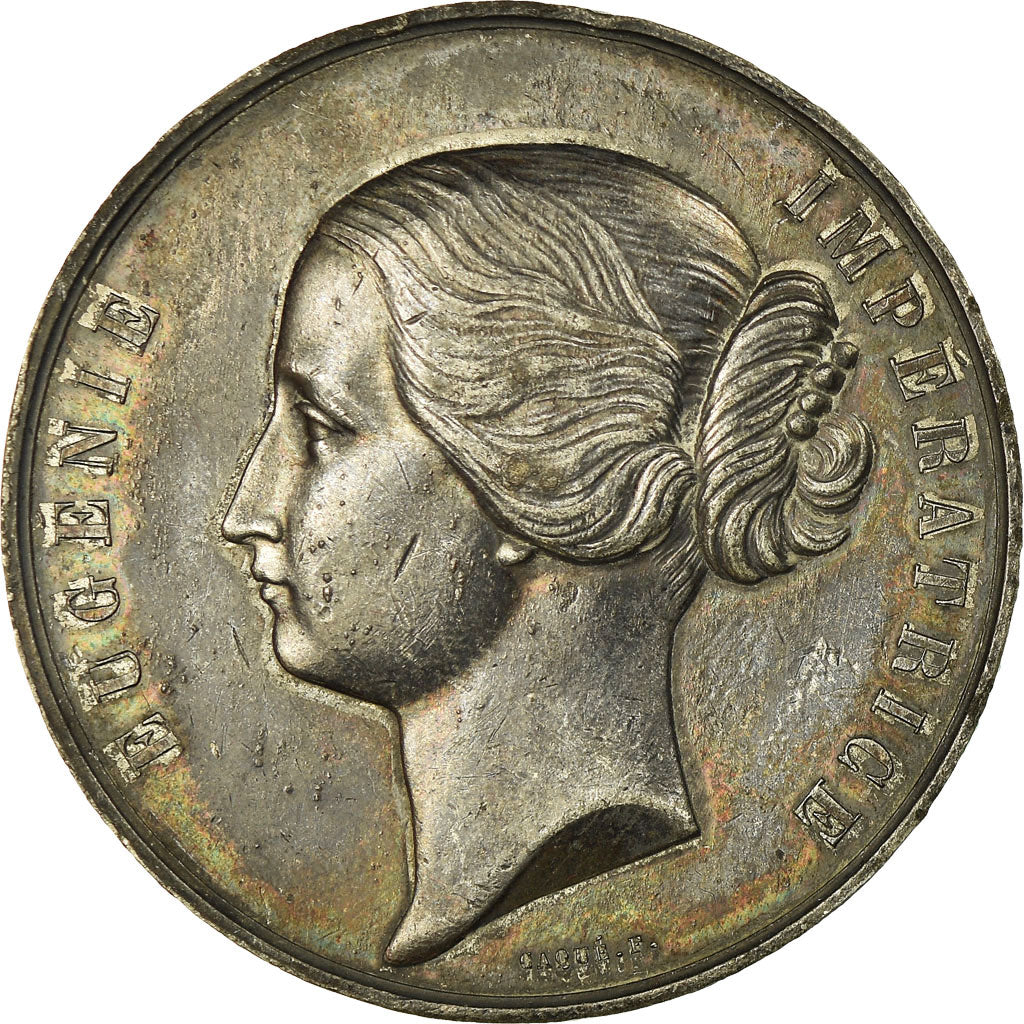 France, Medal, Eugénie Impératrice, Exposition Universelle, 1855, Caqué