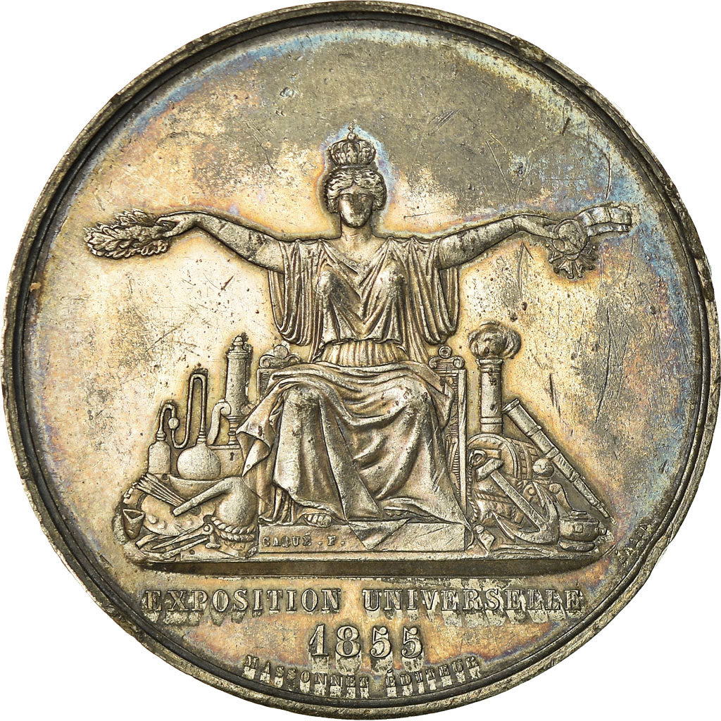 France, Medal, Eugénie Impératrice, Exposition Universelle, 1855, Caqué