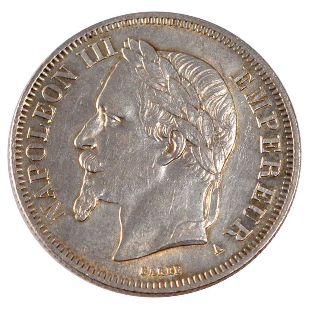 FRANCE, Napoléon III, 2 Francs, 1867, Paris, KM #807.1, AU(55-58), Silver, G...