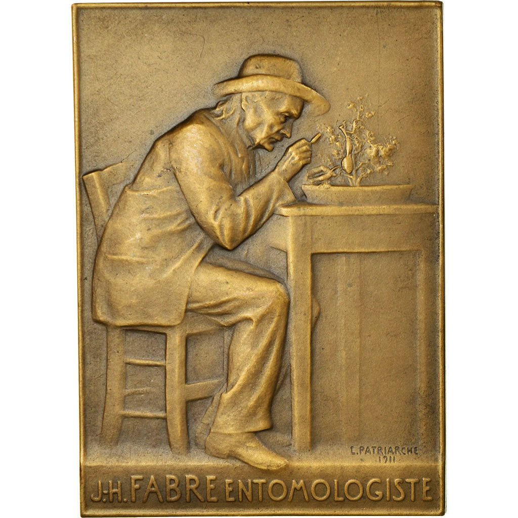 France, Médaille, J.H Fabre, Entomologiste, 1911, Patriarche, SPL, Bronze