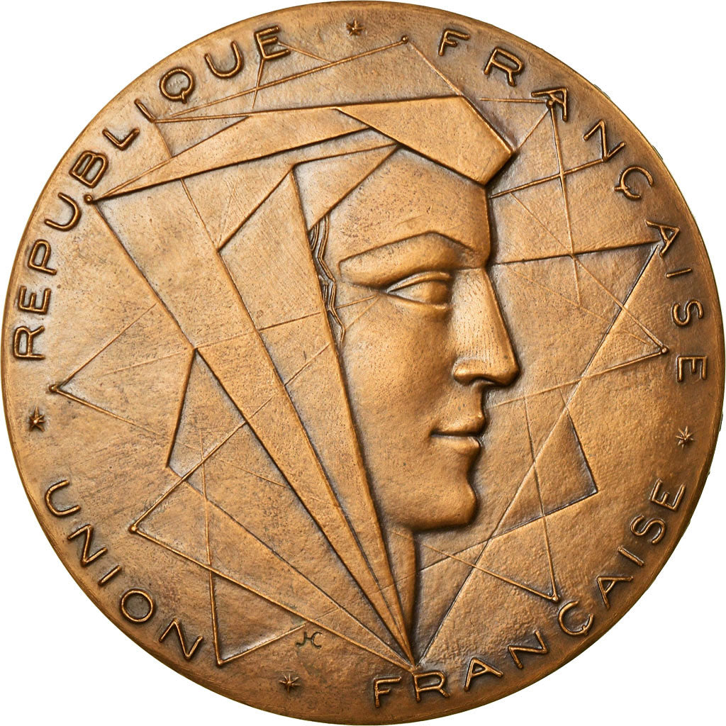 France, Medal, Président René Coty, Union Française, 1953, Coeffin, MS(63)