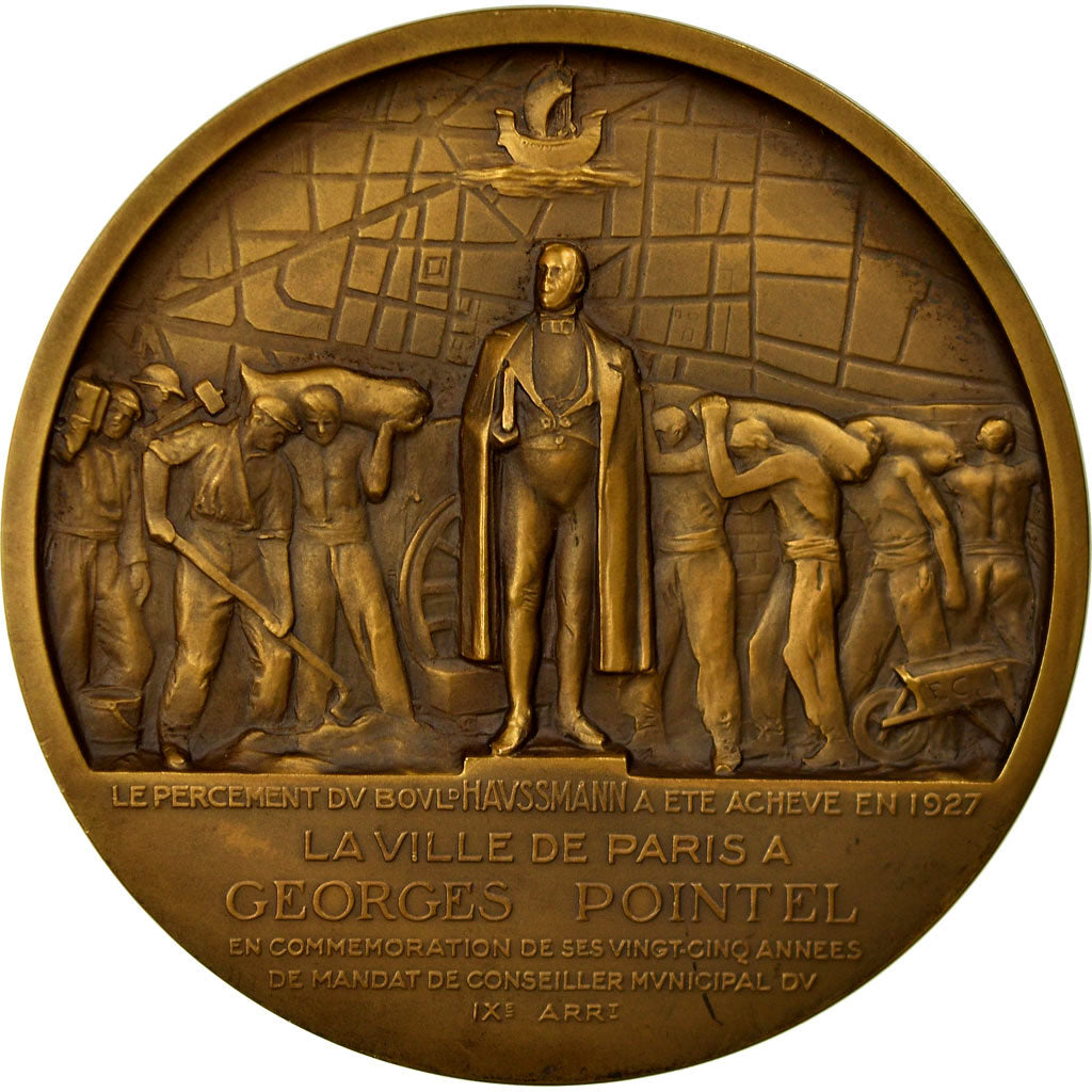 France, Medal, La Ville de Paris à Georges Pointel, Conseiller Municipal, 1934