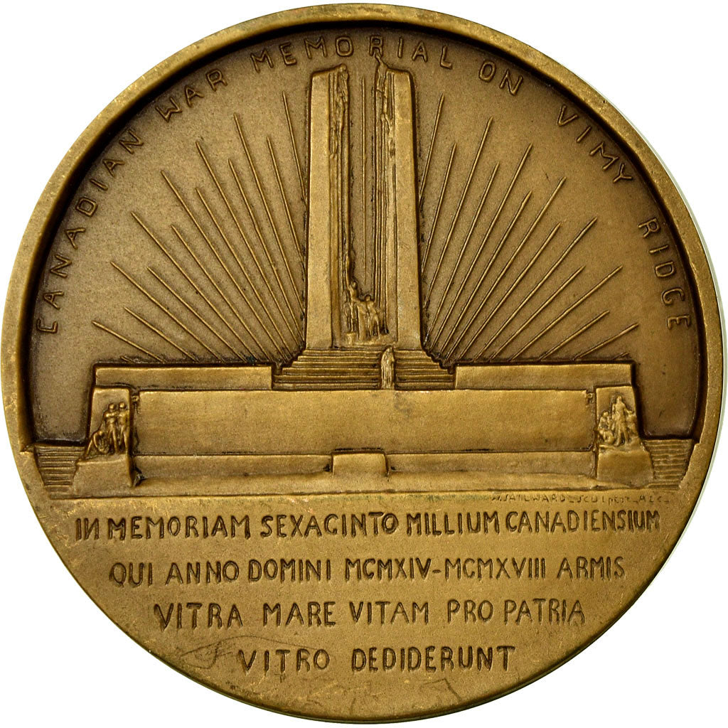 France, Médaille, Canadian War Memorial on Vimy, 1936, Possesse, SPL, Bronze