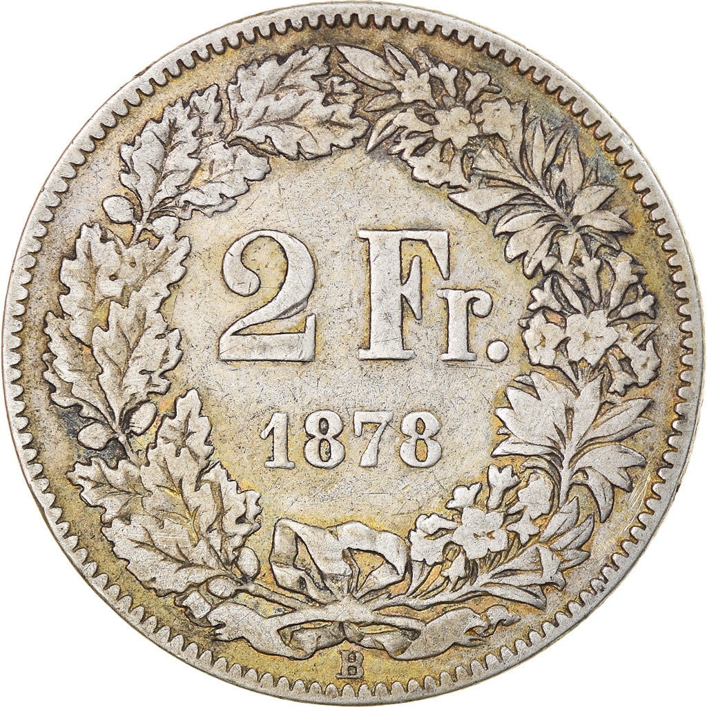 Coin, Switzerland, 2 Francs, 1878, Bern, VF(30-35), Silver, KM:21