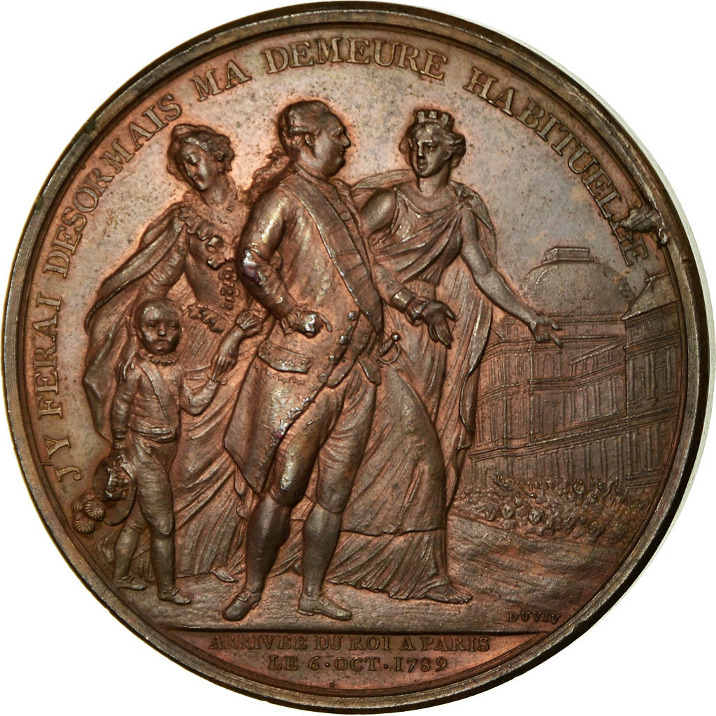 France, Medal, Constitution, Arrivée du Roi à Paris, 1789, Duvivier