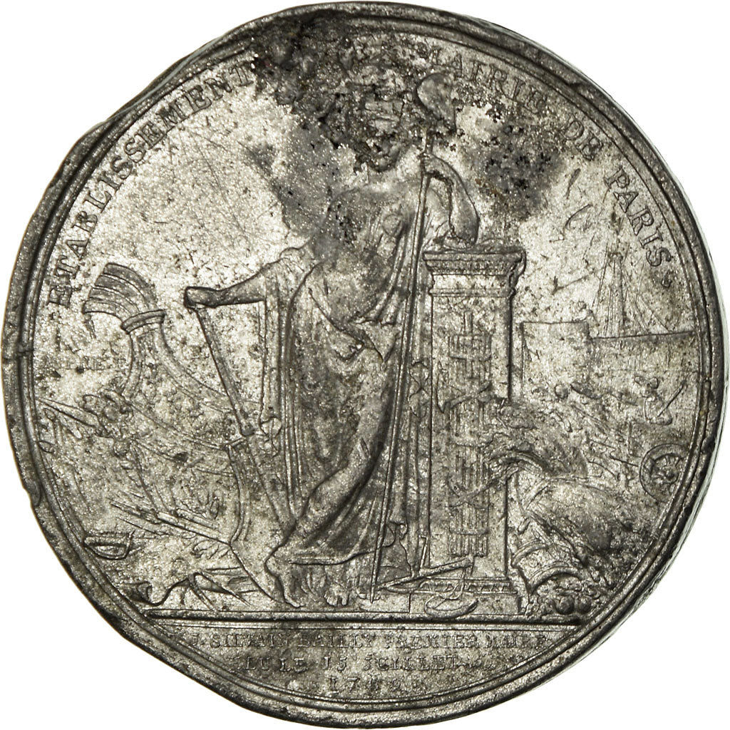 Francia, medalla, Louis XVI, Etablissement de la Mairie de Paris, 1789