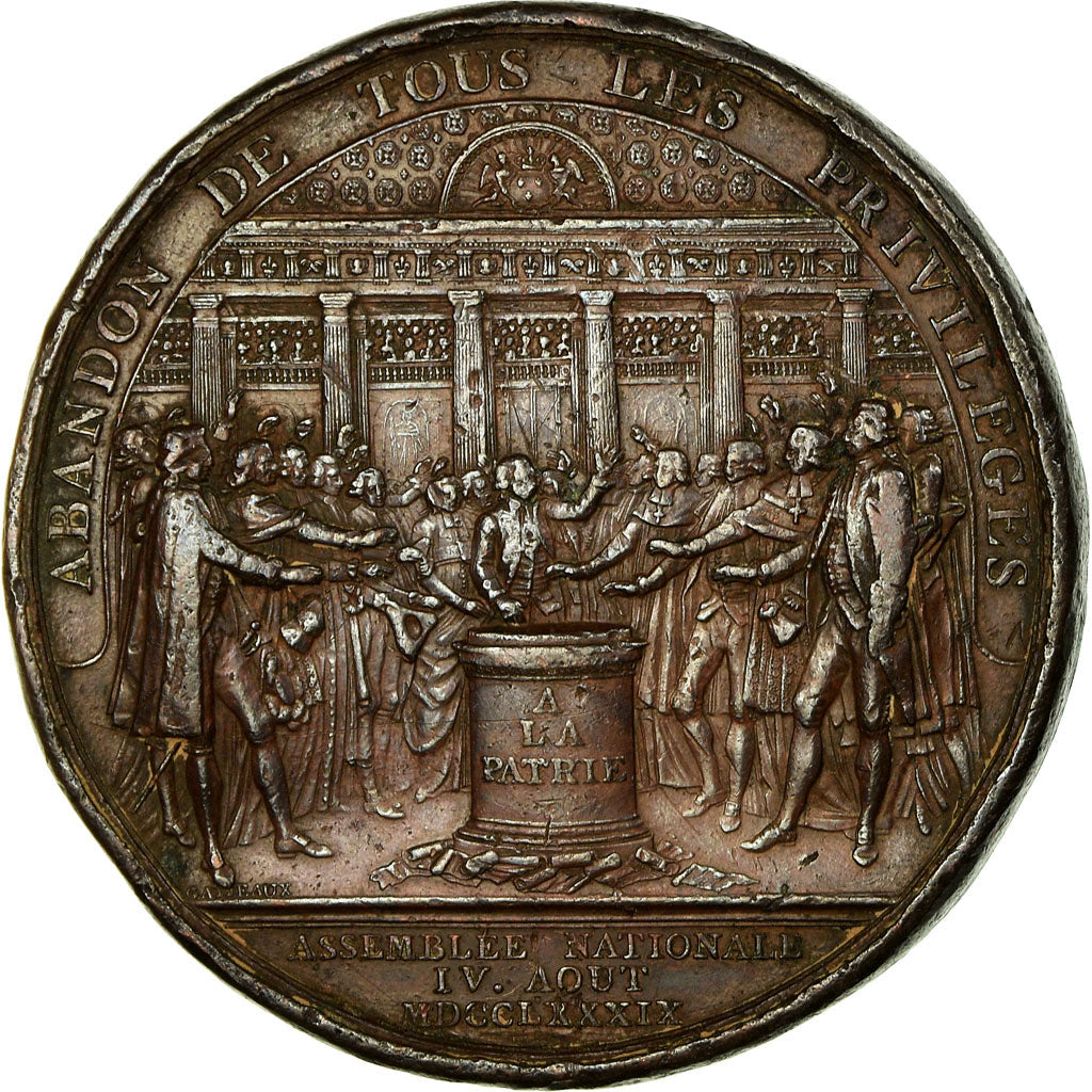 France, Medal, Louis XVI, Abandon de tous les Privilèges, 1789, Duvivier