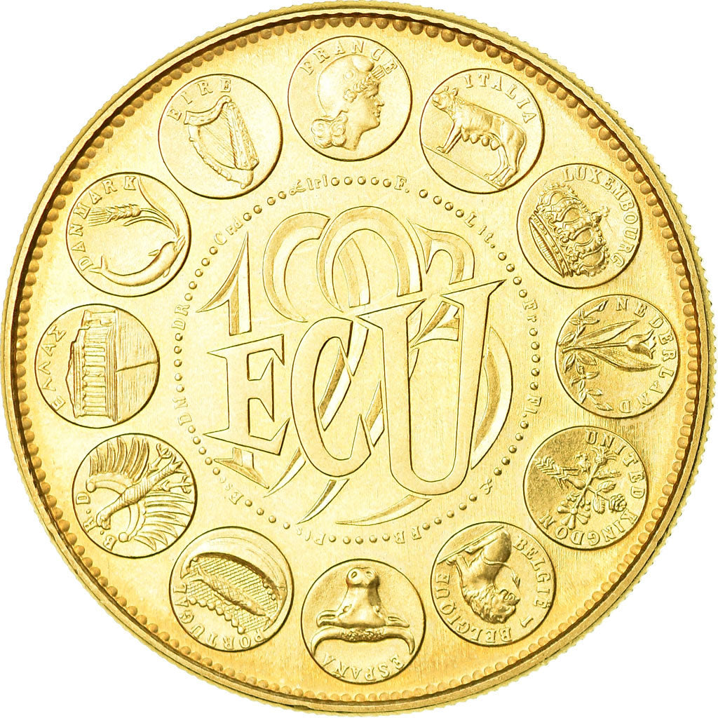 Francia, medaglia, Ecu Europa, Marianne, 1993, Rodier, FDC, Doratura in