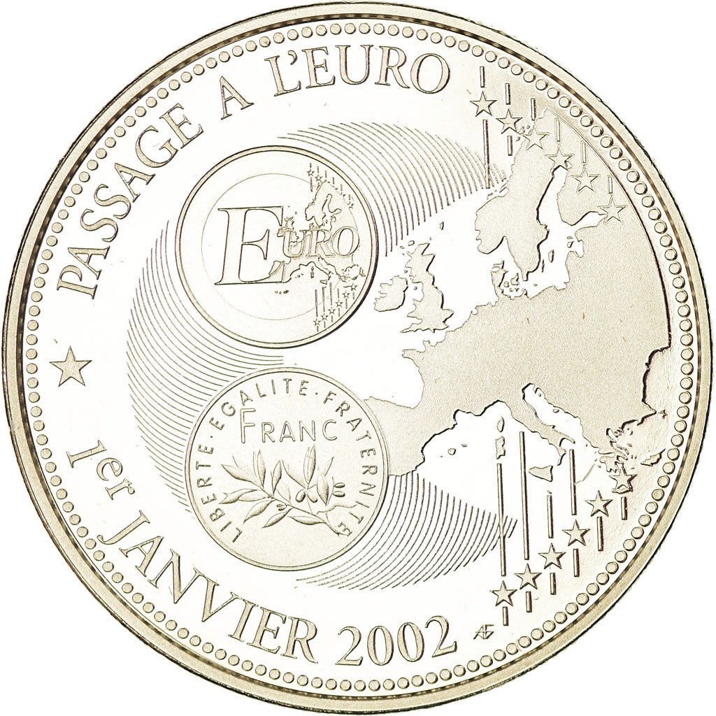 France, Medal, Passage à l'Euro, 2002, 2002, MS(65-70), Copper-nickel