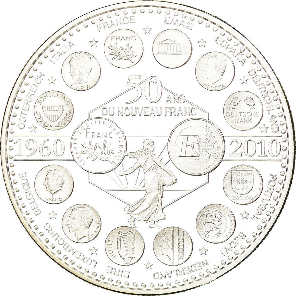 França, Medal, L'Europe des XXVII, 50 ans du nouveau Franc, 2010, MS(65-70)