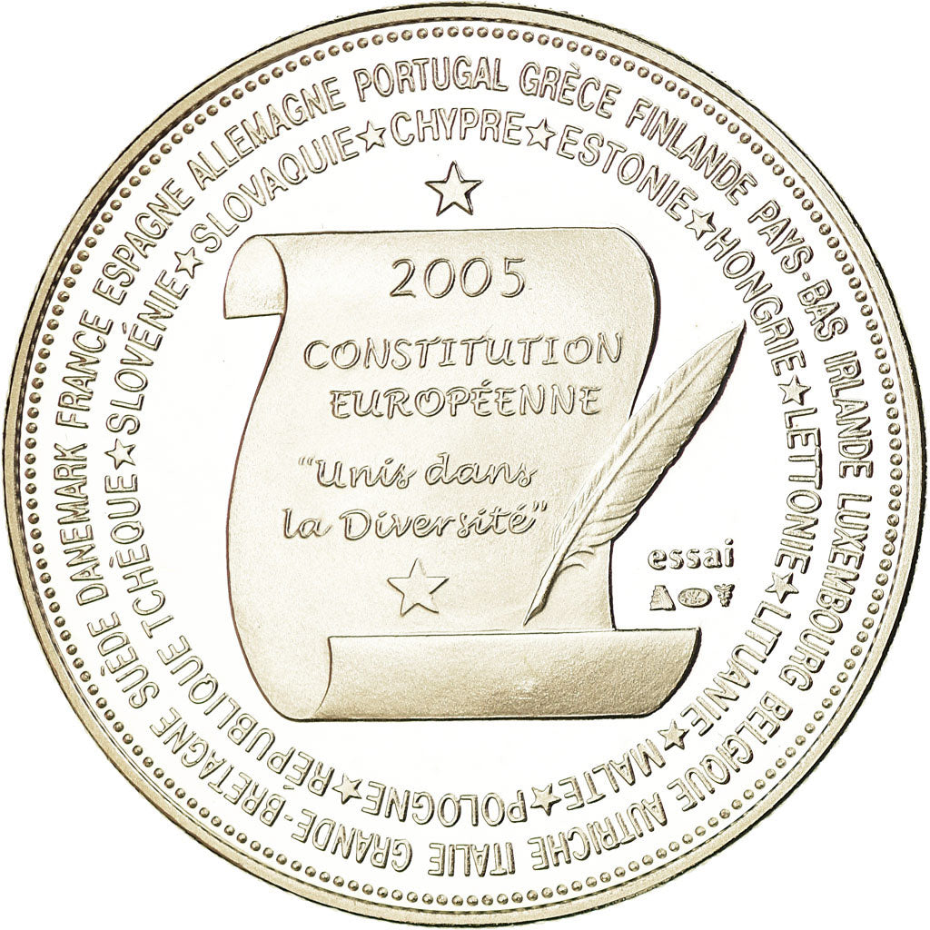 France, Medal, la Constitution Européenne, 2005, MS(65-70), Copper Plated