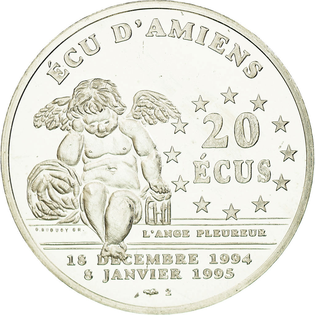 France, Medal, 20 Ecus d'Amiens, Cathédrale, 1994-1995, MS(65-70), Silver