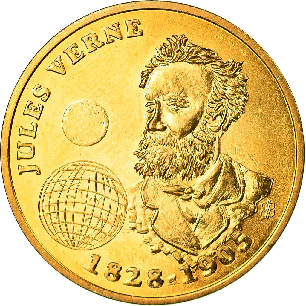 France, Médaille, 3 Ecus d'Amiens, Jules Verne, 1994-1995, FDC, Bronze
