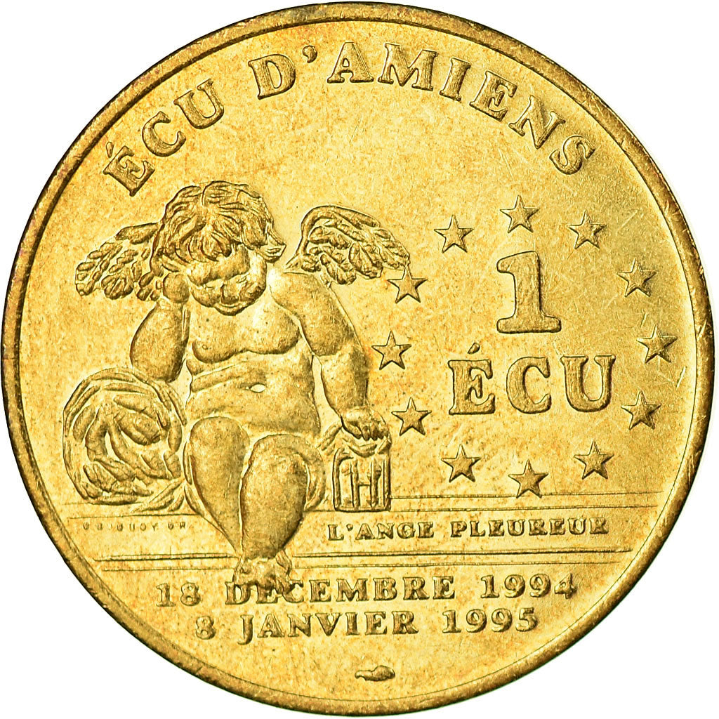 France, Medal, 1 Ecu d'Amiens, Cathédrale, 1994-1995, MS(64), Bronze