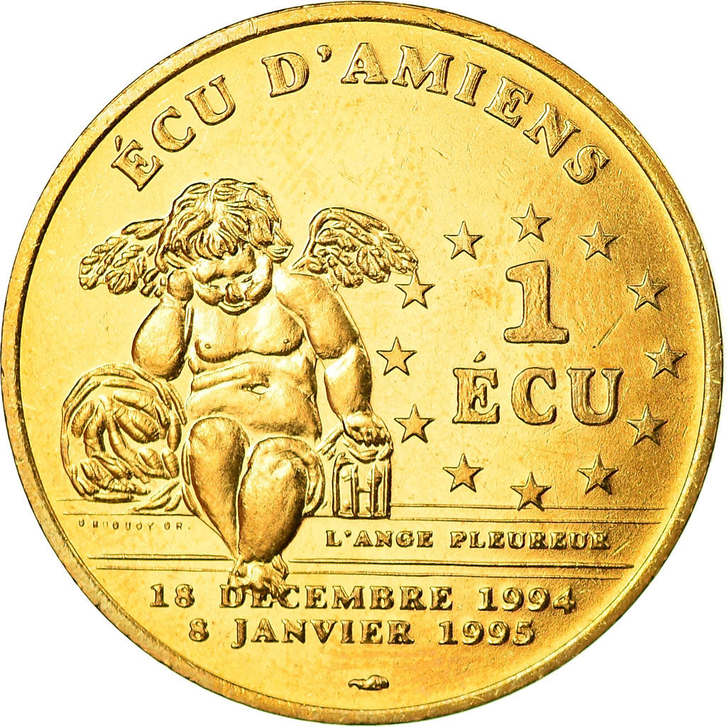France, Medal, 1 Ecu d'Amiens, Cathédrale, 1994-1995, MS(65-70), Bronze