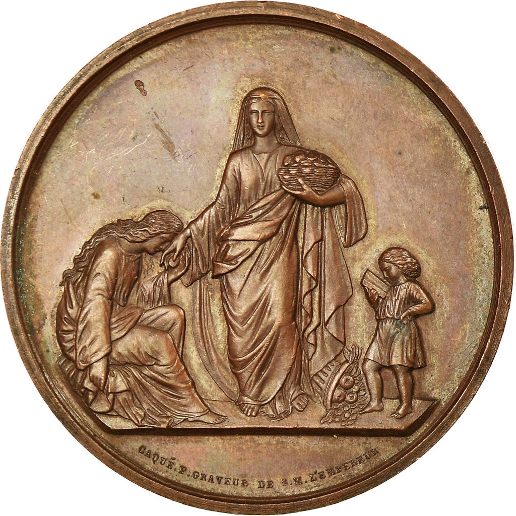 France, Medal, Quête en Faveur des Pauvres, Paris, 1865, Caqué, AU(55-58)