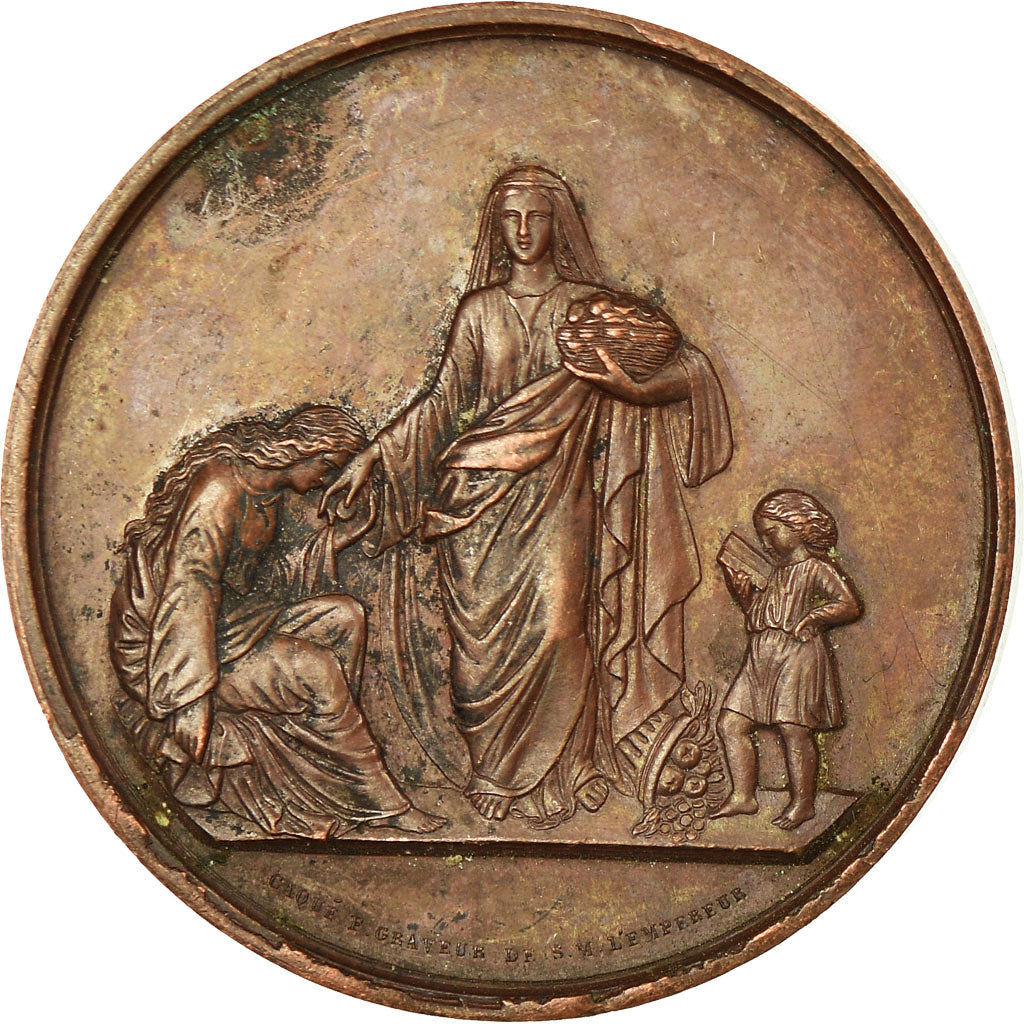 Francia, medaglia, Quête en Faveur des Pauvres, Paris, 1868, Caqué, BB+, Rame