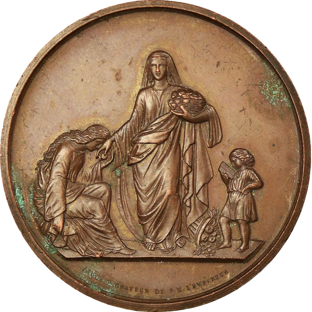 France, Medal, Quête en Faveur des Pauvres, Paris, 1869, Caqué, AU(50-53)
