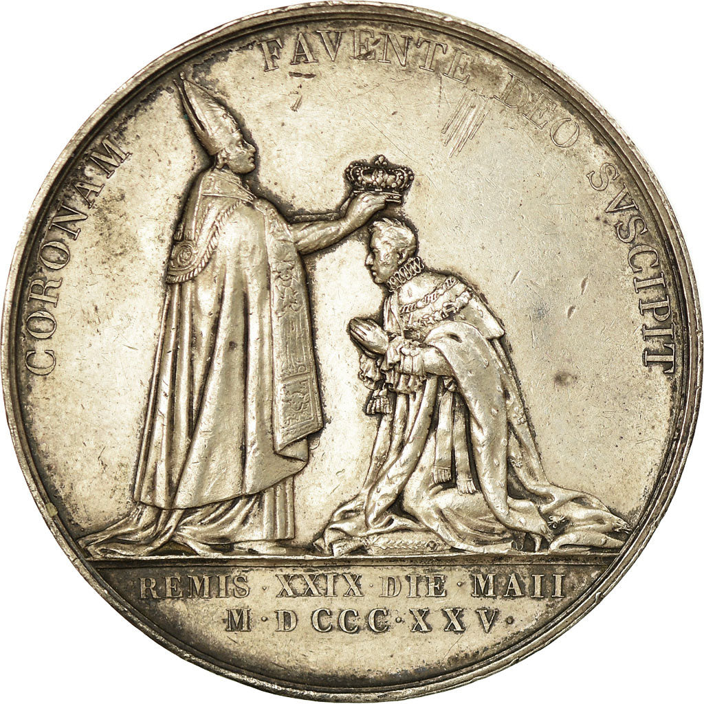 Francja, Medal, Couronnement de Charles X à Reims, 1825, Gayrard, AU(50-53)
