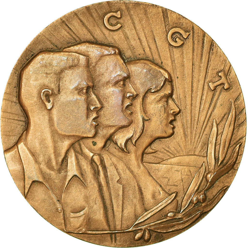 France, Medal, 70ème Anniversaire de la CGT, 1965, AU(55-58), Bronze