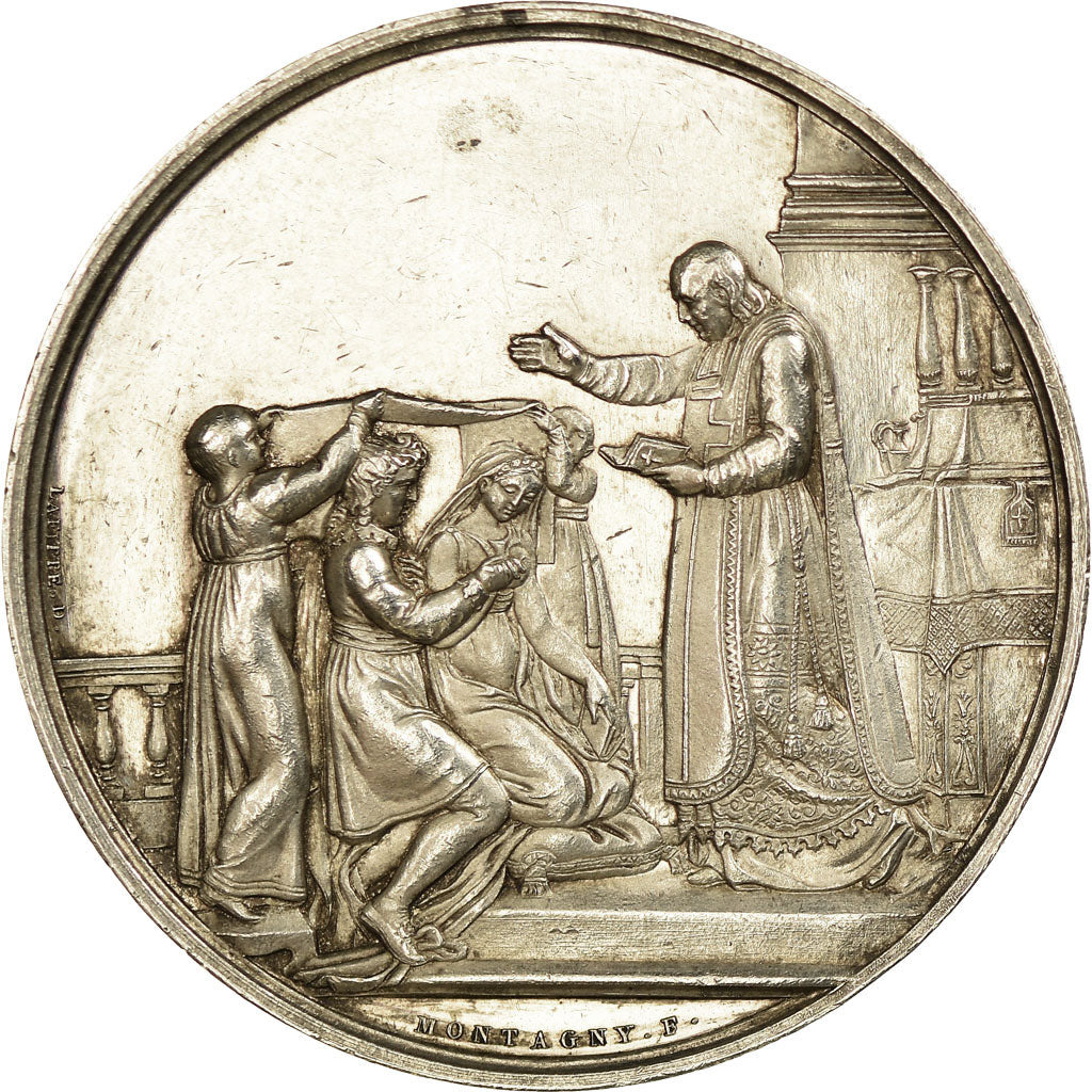 Francja, Medal, Noces, Mariage, Religion, Religie i wierzenia, 1853, Montagny