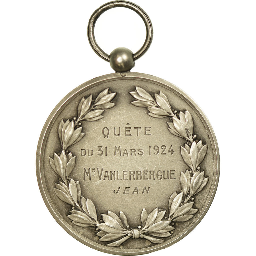 France, Medal, Ville d'Hazebrouck, Quête du 31 Mars, 1924, MS(63), Silver