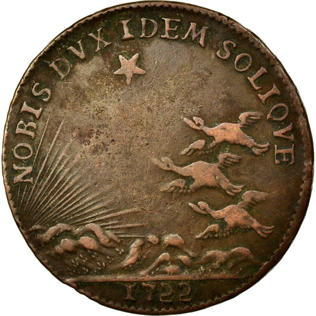 France, Token, Royal, 1722, EF(40-45), Copper, Feuardent:9835