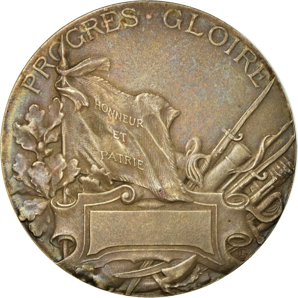 France, Medal, Art Nouveau, Labor, Progrès-Gloire, 1910, Lemaire, AU(50-53)