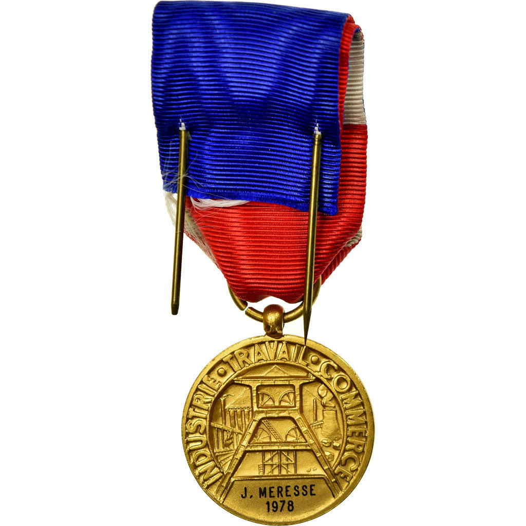 France, Industrie-Travail-Commerce, Medal, 1978, Excellent Quality, Gilt Bronze
