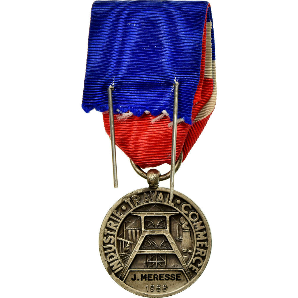 France, Industrie-Travail-Commerce, Medal, 1968, Excellent Quality, Silvered