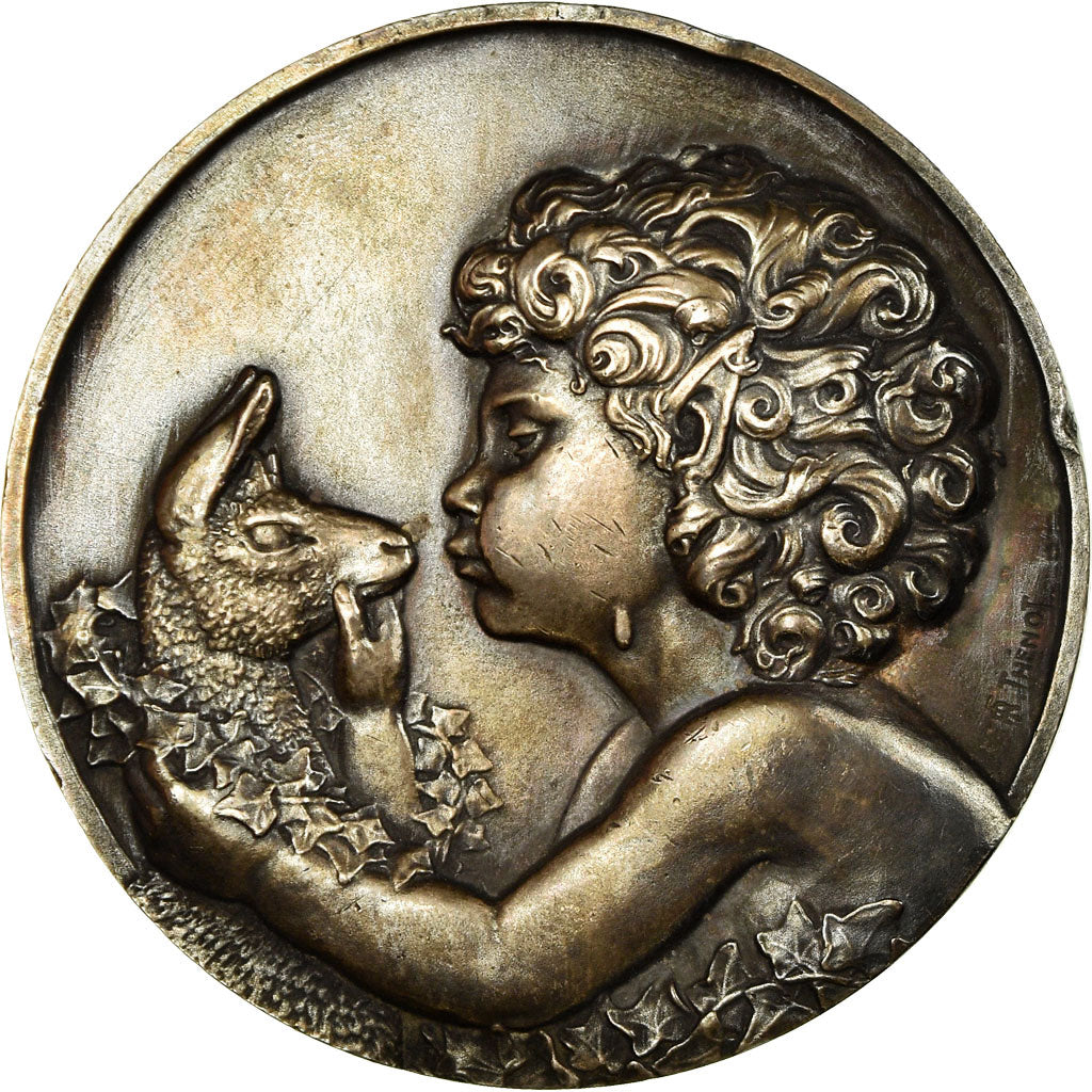 France, Médaille, Broche, Faune à l'Antilope, Art Déco, Thénot., SUP
