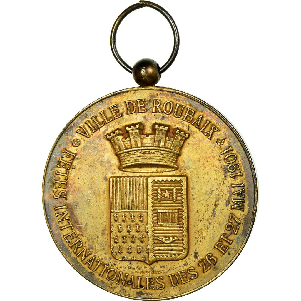 Frankreich, Medaille, Fêtes Internationales, Ville de Roubaix, 1901, Desaide