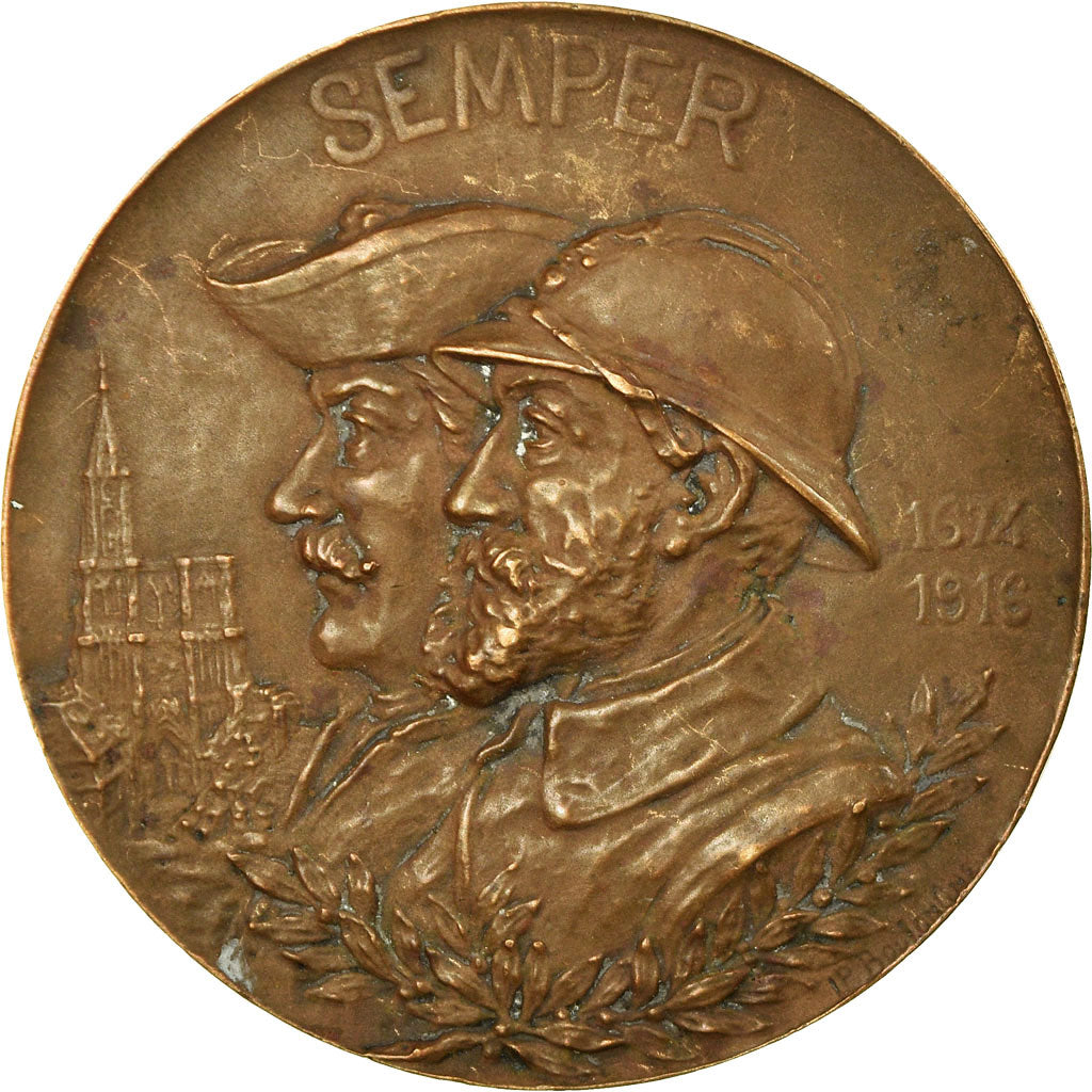 Frankrijk, Medaille, Semper, Turenne, History, 1916, Boulongne, ZF+, Bronze