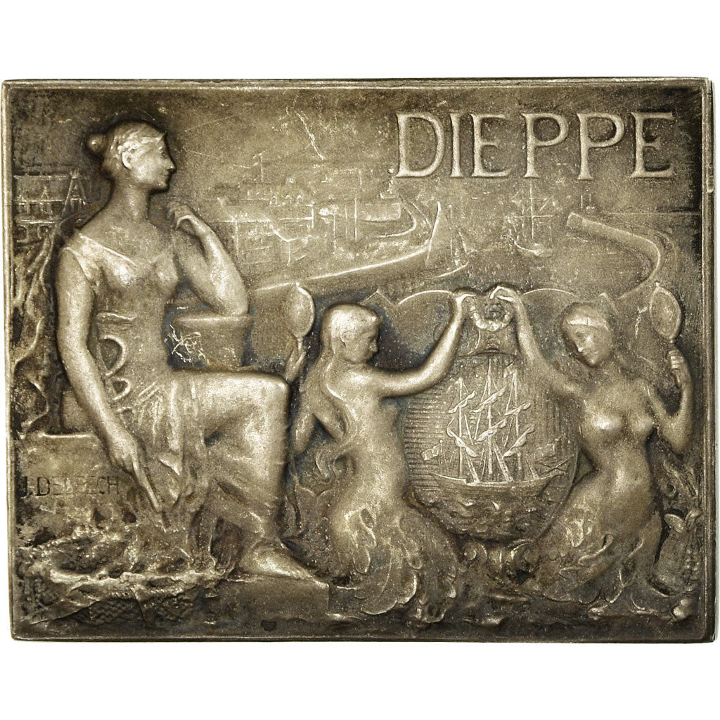 France, Medal, Ville de Dieppe, Delpech, AU(50-53), Silver