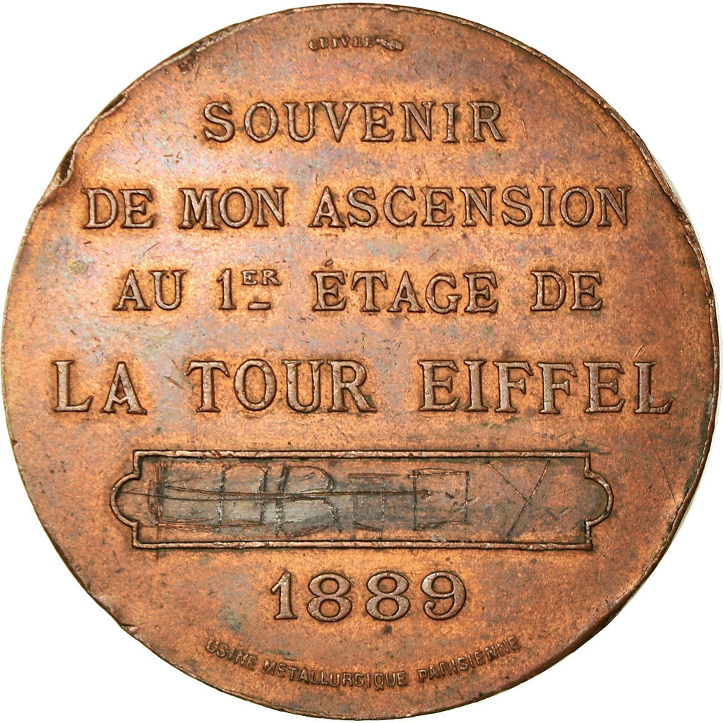 Francia, medalla, Souvenir d'Ascension de la Tour Eiffel, 1889, Trotin, MBC+