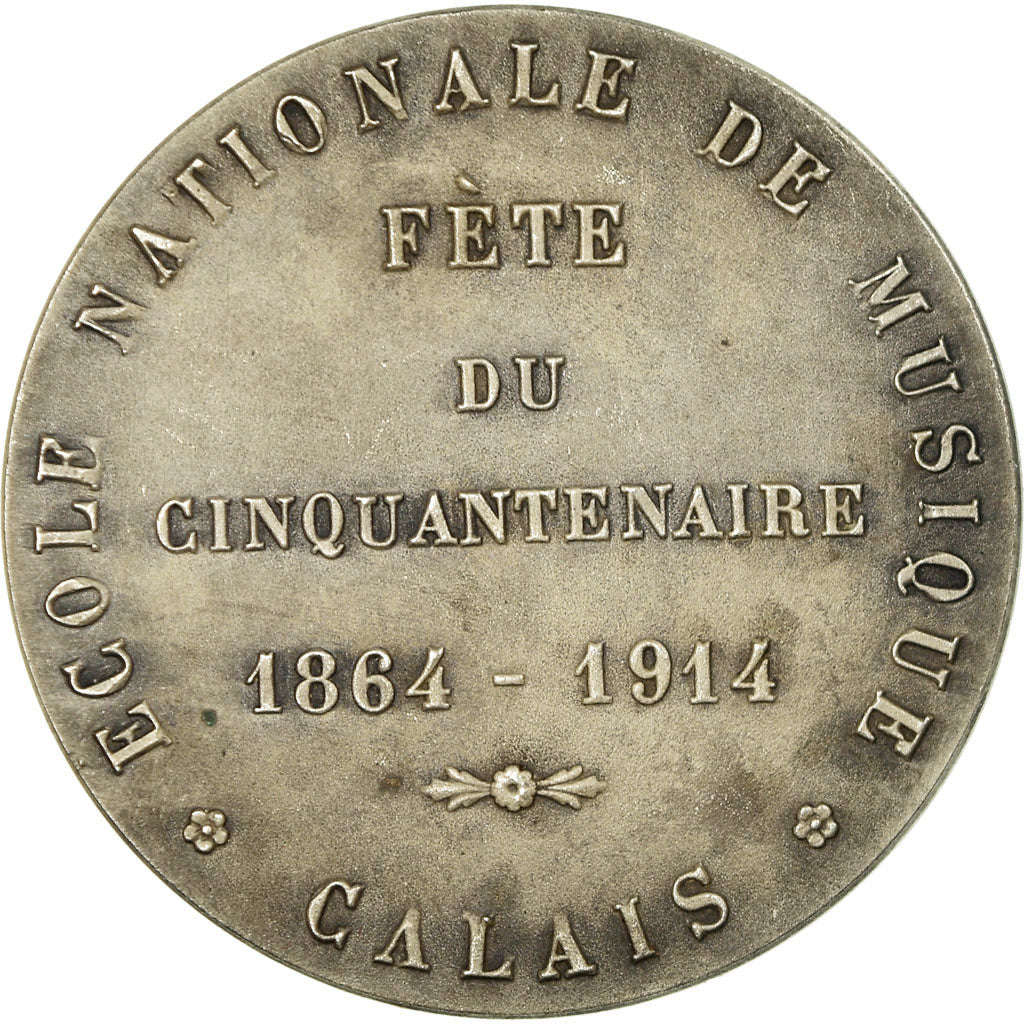 France, Medal, Cinquantenaire de l'Ecole Nationale de Musique, Calais, 1914