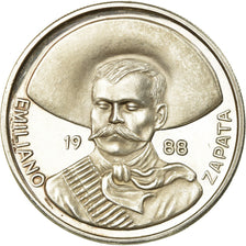 Mexico, Medal, Dos Onzas, Emiliano Zapata, 1988, MS(63), Silver