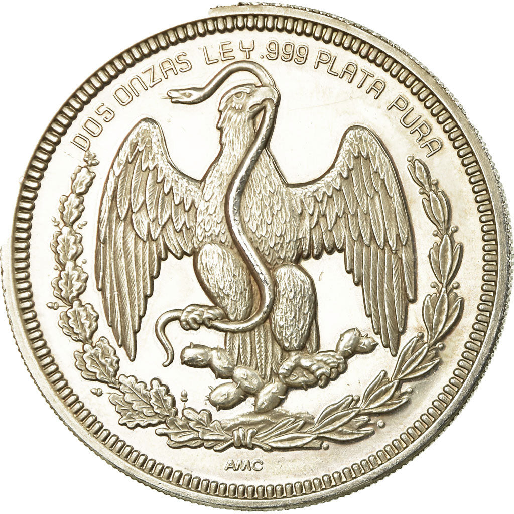 Mexico, Medal, Dos Onzas, Emiliano Zapata, 1988, MS(63), Silver