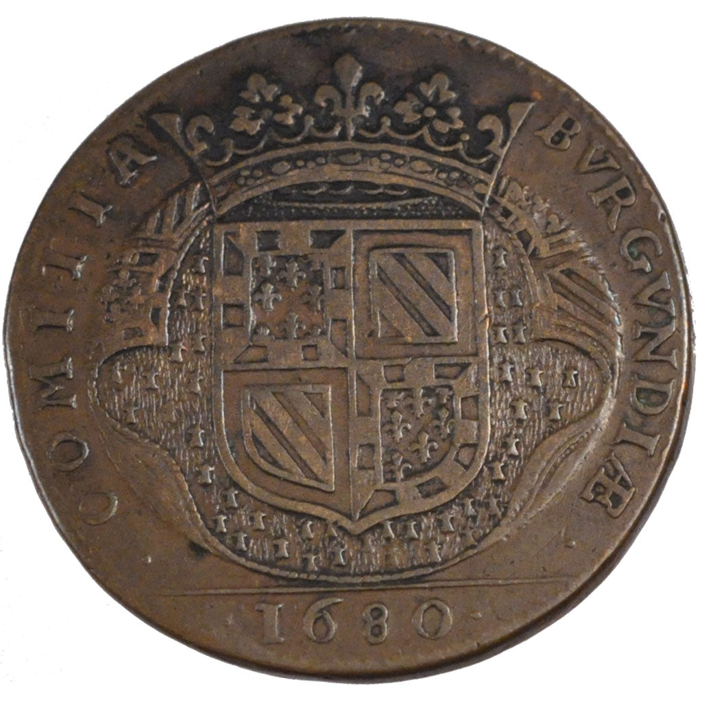 France, Royal, Token, 1680, EF(40-45), Copper, Feuardent #9814, 8.49