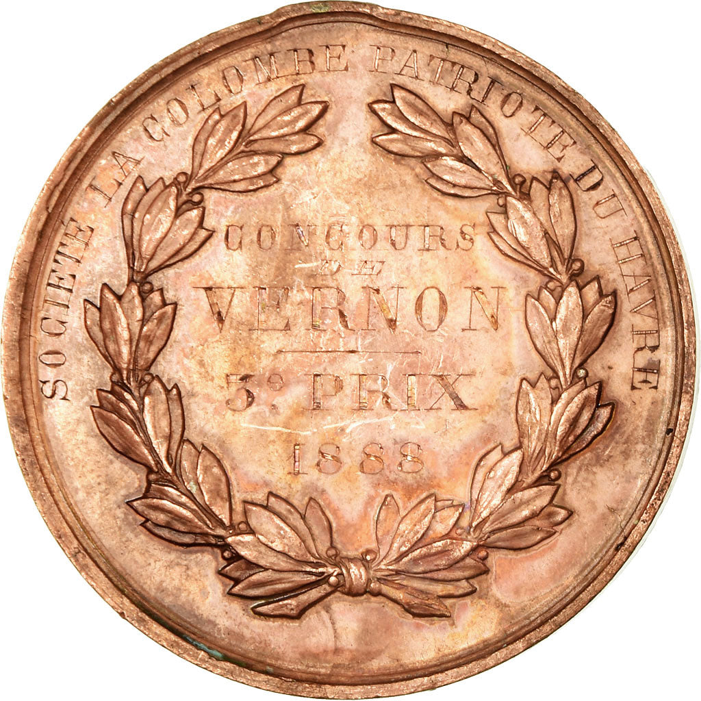 France, Medal, Luttes Colombophiles, Colombe Patriotique du Havre, Vernon, 1888