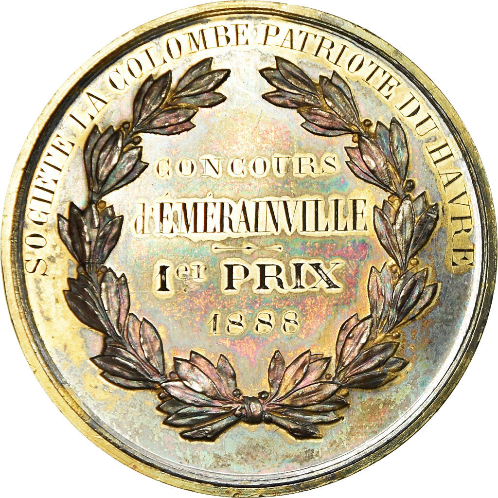 France, Medal, Luttes Colombophiles, Colombe Patriotique du Havre, Vernon, 1888