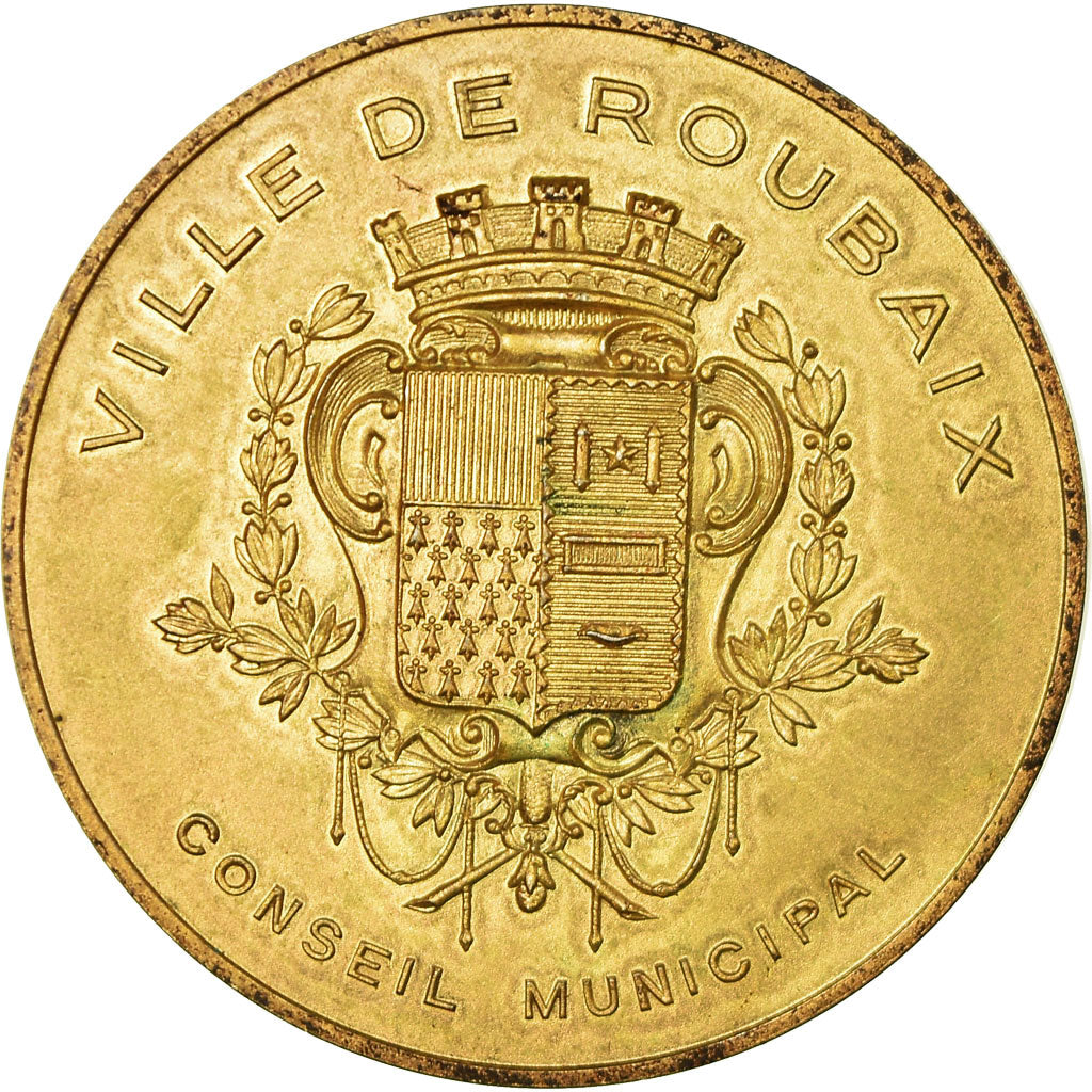 Francja, Medal, Conseil Municipal, Ville de Roubaix, 1953, AU(55-58), Vermeil