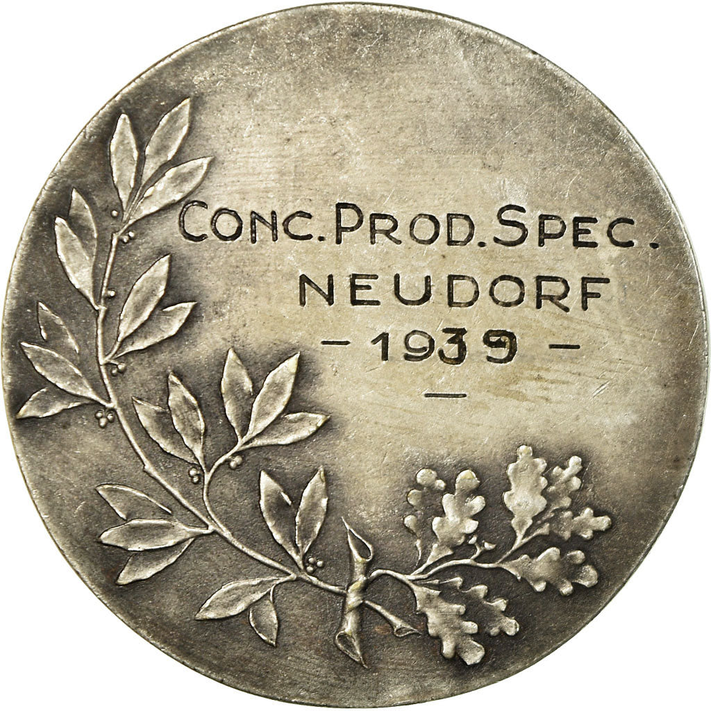 França, Medal, Art Déco, Spectacle, Neudorf, 1939, AU(55-58), Bronze Prateado