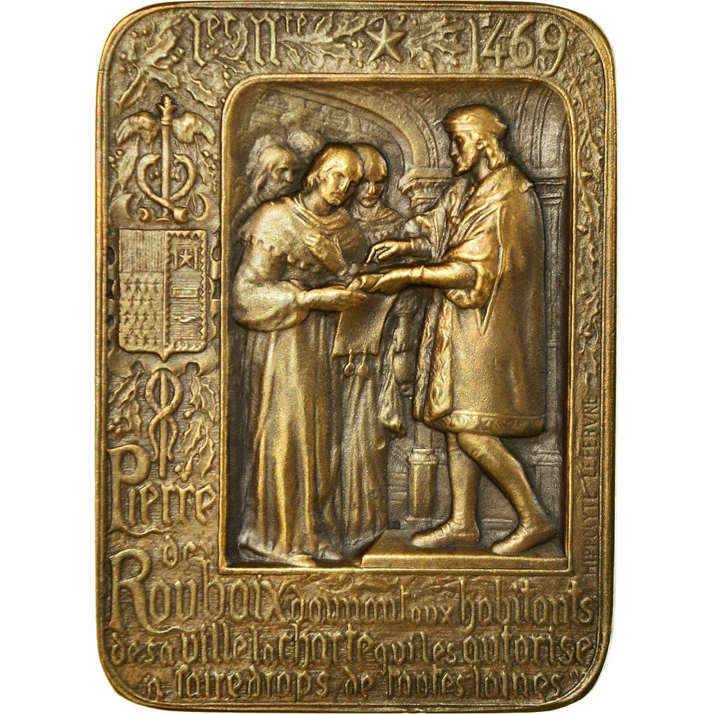 France, Medal, Chambre de Commerce de Roubaix, Lefebvre, MS(63), Bronze