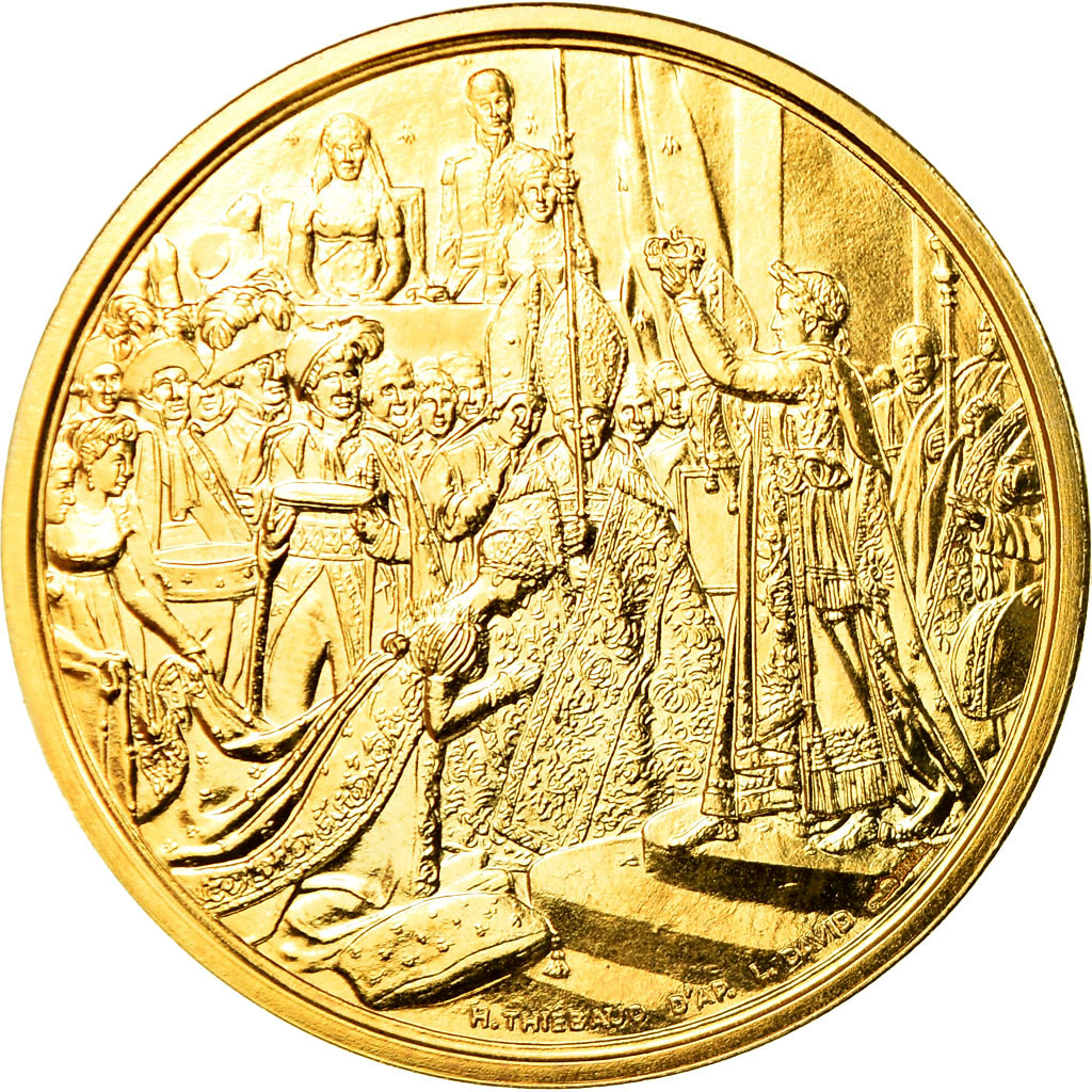 France, Médaille, Le sacre de Napoléon Ier par Pie VII, Thiébaud, FDC, Gilt