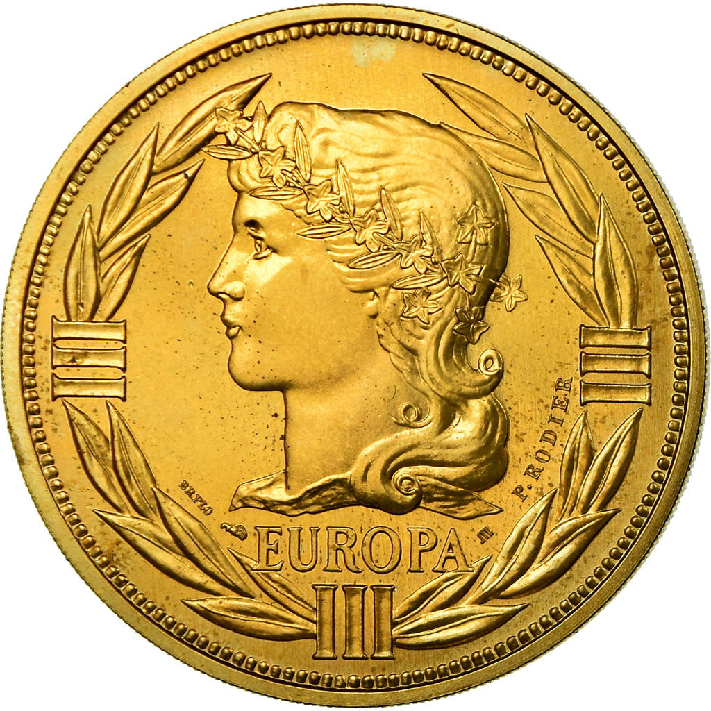 France, Medal, Ecu Europa, Marianne, 1988, Rodier, MS(65-70), Gilt Bronze