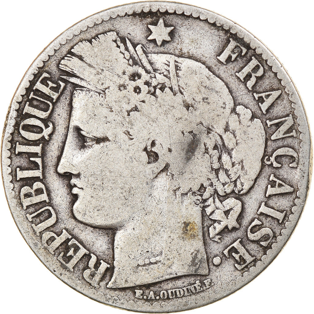 Coin, France, Cérès, 2 Francs, 1872, Paris, F(12-15), Silver, KM:817.1