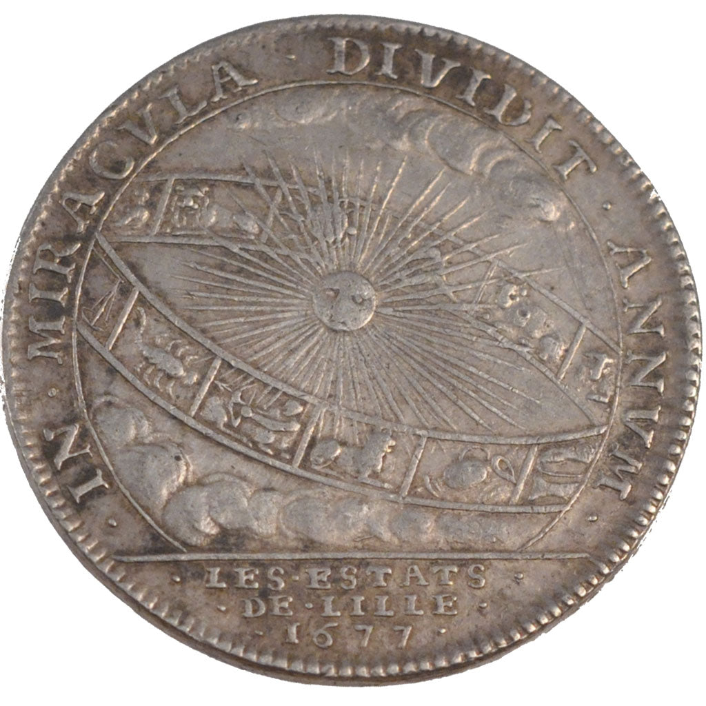 France, Royal, Token, 1677, AU(55-58), Silver, Feuardent #7224, 8.87